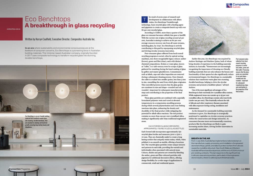 Eco Benchtops magazine article in Composites Australia Publication