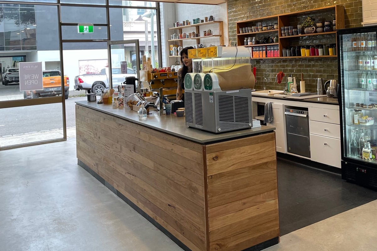 Coffee Shop Design at McIver's Coffee & Tea with ECO Sustainable benchtops