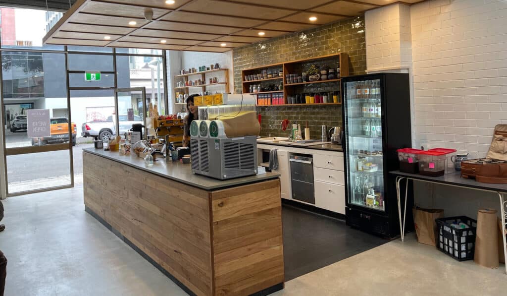 Cafe shop design McIver’s Coffee & Tea with ECO Sustainable benchtops